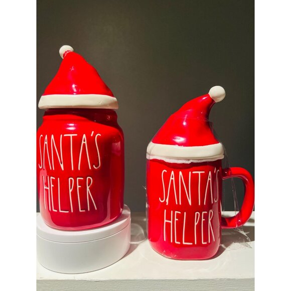 Rae Dunn Santa’s Helper Red Canister Mug Set  | Holiday Kitchen Decor - Picture 3 of 8